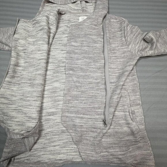 Zara Knit Hoodie Boys 13-14 Gray Asymmetric Zip Longline Marled Cardigan - Picture 4 of 9